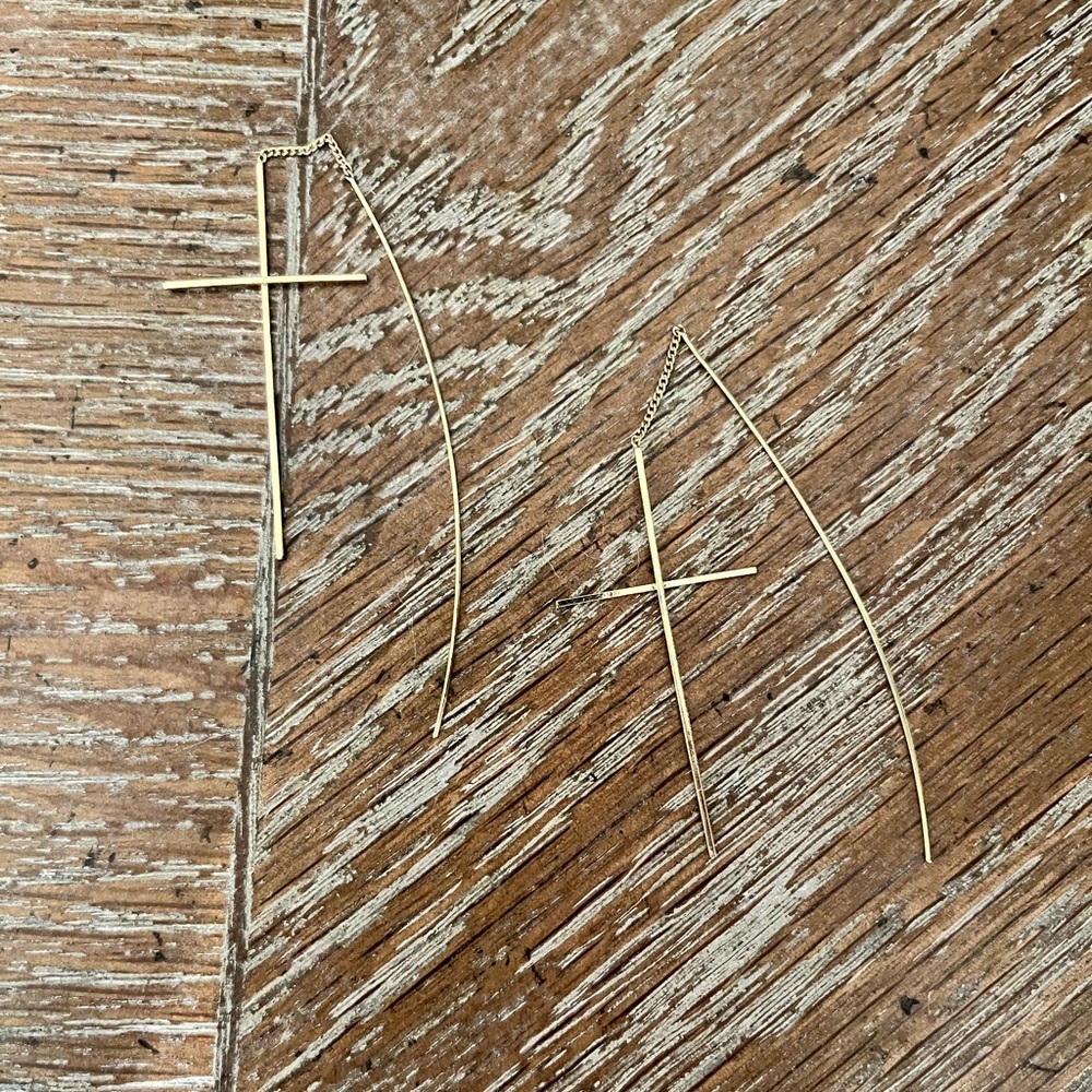 3/$12 Gold Cross Earrings
